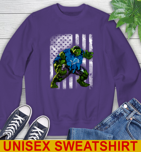 Detroit Lions Hulk Marvel Avengers NFL Football American Flag Sweatshirt 4