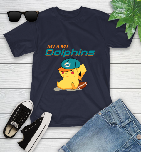 NFL Pikachu Football Sports Miami Dolphins Youth T-Shirt 3