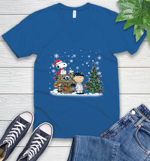 NFL Los Angeles Rams Snoopy Charlie Brown Christmas Football Super Bowl Sports V-Neck T-Shirt 5
