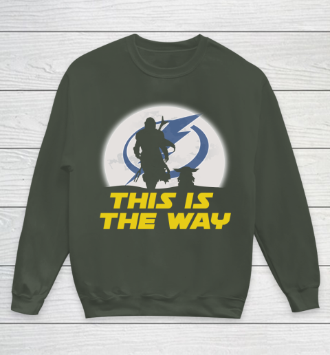 Tampa Bay Lightning NHL Ice Hockey Star Wars Yoda And Mandalorian This Is The Way Youth Sweatshirt 8