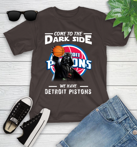 NBA Come To The Dark Side We Have Detroit Pistons Star Wars Darth Vader Basketball Youth T-Shirt 7
