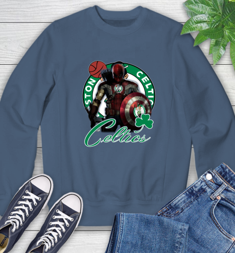 Boston Celtics NBA Basketball Captain America Thor Spider Man Hawkeye Avengers Sweatshirt 7