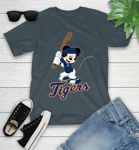 MLB Baseball Detroit Tigers Cheerful Mickey Mouse Shirt Youth T-Shirt 8