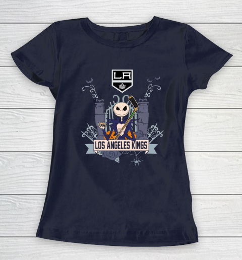 NHL Los Angeles Kings Hockey Jack Skellington Halloween Women's T-Shirt 2
