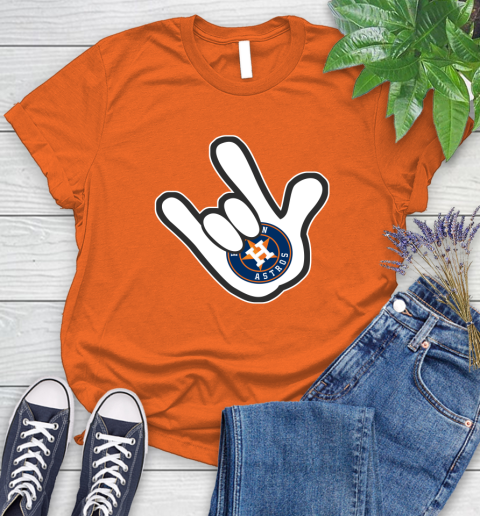 Houston Astros MLB Baseball Mickey Rock Hand Disney Women's T-Shirt 4