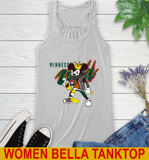 Minnesota Wild NHL Hockey Mickey Peace Sign Sports Racerback Tank