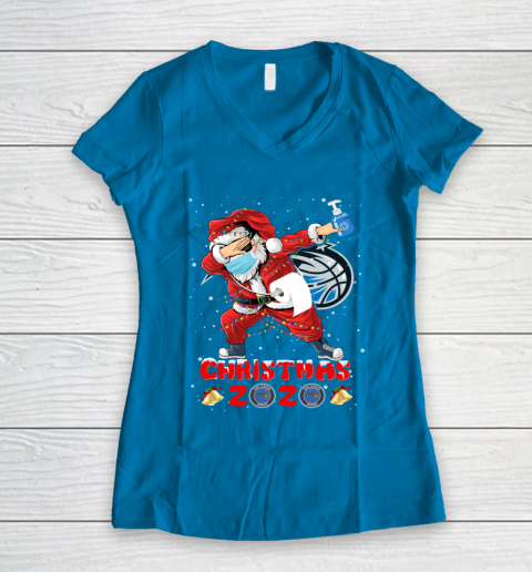 Orlando Magic Funny Santa Claus Dabbing Christmas 2020 NBA Women's V-Neck T-Shirt 5