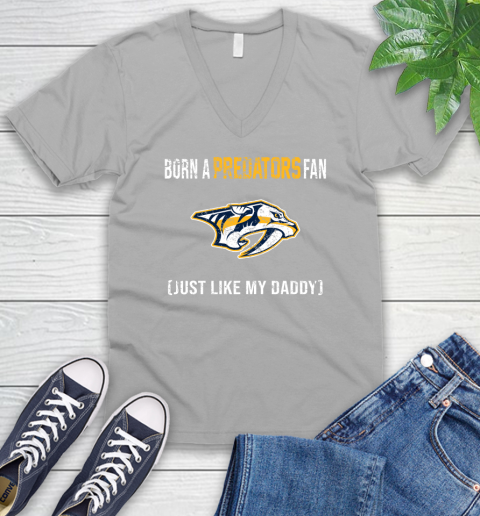 NHL Nashville Predators Hockey Loyal Fan Just Like My Daddy Shirt V-Neck T-Shirt 3