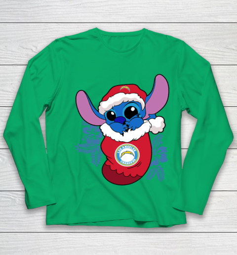 Los Angeles Chargers Christmas Stitch In The Sock Funny Disney NFL Youth Long Sleeve 6