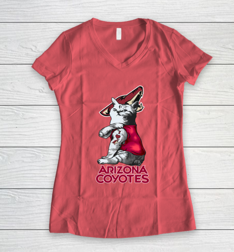 NHL My Cat Loves Arizona Coyotes Hockey Women's V-Neck T-Shirt 4