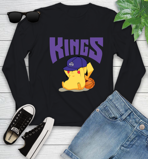 NBA Pikachu Basketball Sports Sacramento Kings Youth Long Sleeve 2