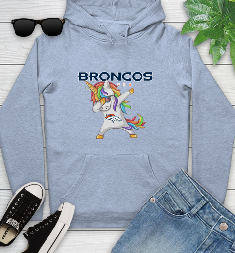 Denver Broncos NFL Football Funny Unicorn Dabbing Sports Youth Hoodie 10