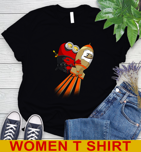 NHL Hockey Anaheim Ducks Deadpool Minion Marvel Shirt Women's T-Shirt