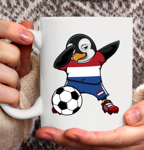 Dabbing Penguin Netherlands Soccer Fan Jersey Football Lover Ceramic Mug 11oz