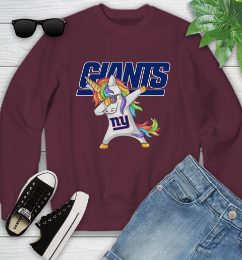 New York Giants NFL Football Funny Unicorn Dabbing Sports Youth Sweatshirt 5