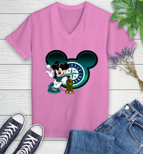 MLB San Francisco Giants The Commissioner's Trophy Mickey Mouse Disney Women's V-Neck T-Shirt 14