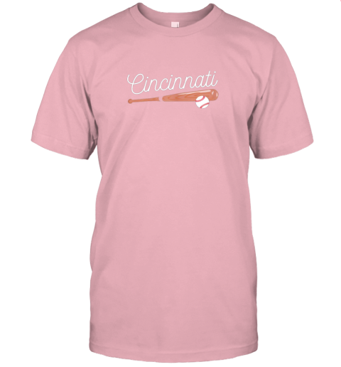 0nor cincinnati baseball tshirt classic ball and bat design jersey t shirt 60 front pink