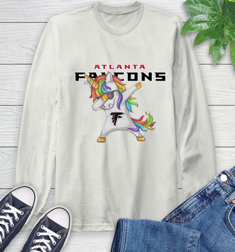 Atlanta Falcons NFL Football Funny Unicorn Dabbing Sports Long Sleeve T-Shirt 12
