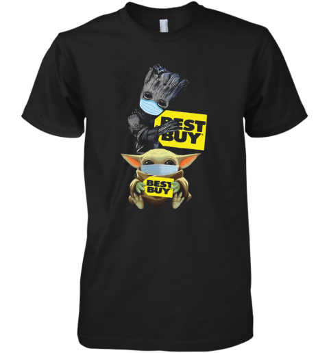 Baby Groot And Baby Yoda Face Mask Hug Best Buy Premium Men's T-Shirt