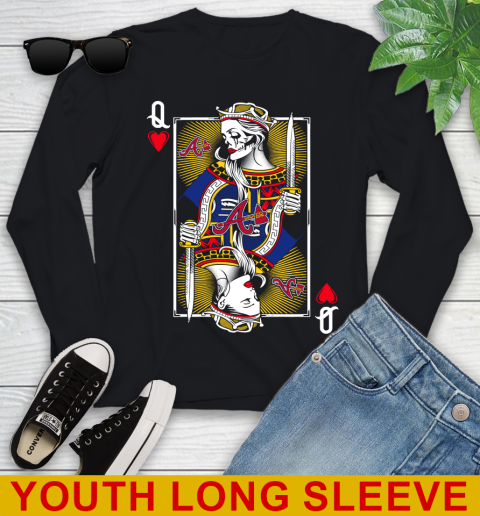 MLB Baseball Atlanta Braves The Queen Of Hearts Card Shirt Youth Long Sleeve