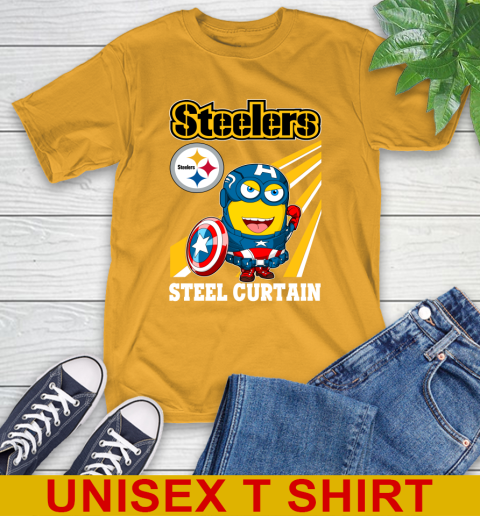 NFL Football Pittsburgh Steelers Captain America Marvel Avengers Minion Shirt T-Shirt 2