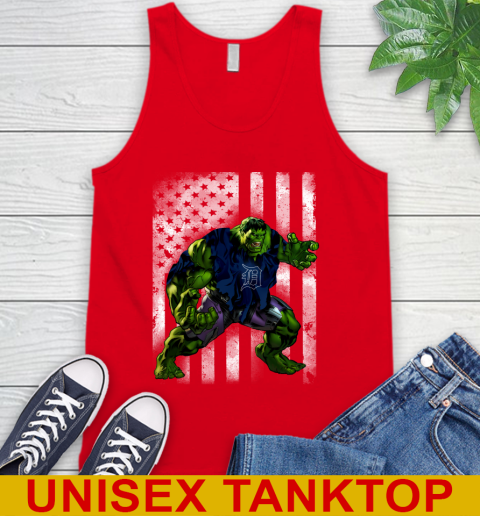 Detroit Tigers Hulk Marvel Avengers MLB Baseball American Flag Tank Top - Image 6