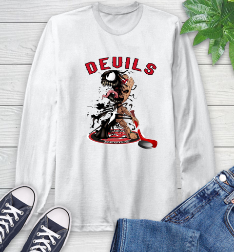 NHL New Jersey Devils Hockey Venom Groot Guardians Of The Galaxy Long Sleeve T-Shirt