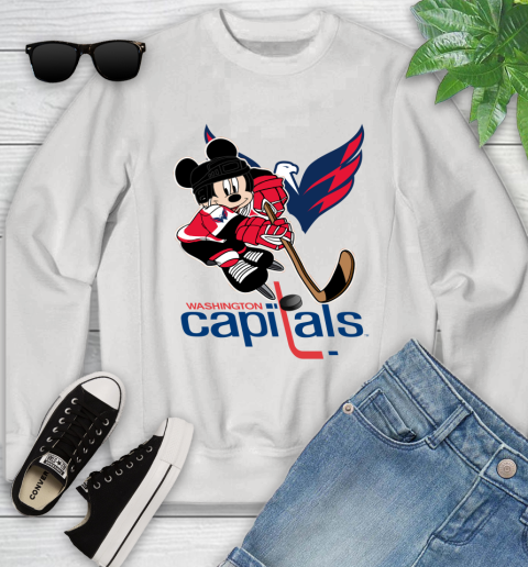 NHL Washington Capitals Mickey Mouse Disney Hockey T Shirt Youth Sweatshirt