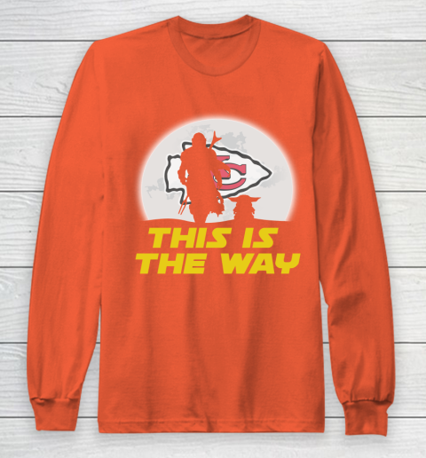 Kansas City Chiefs NFL Football Star Wars Yoda And Mandalorian This Is The Way Long Sleeve T-Shirt 3