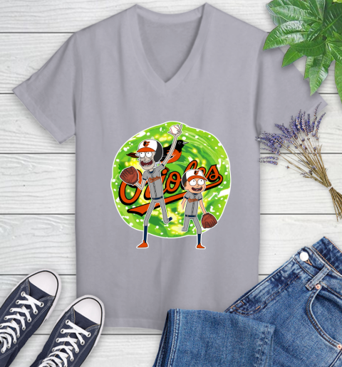 MLB Baltimore Orioles Rick And Morty Baseball Sports Women's V-Neck T-Shirt 4