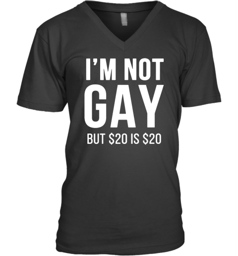 I'm Not Gay But $20 Is $20 V-Neck T-Shirt