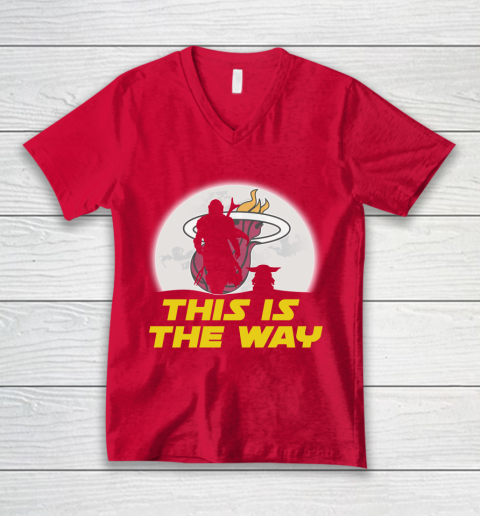 Miami Heat NBA Basketball Star Wars Yoda And Mandalorian This Is The Way V-Neck T-Shirt 6