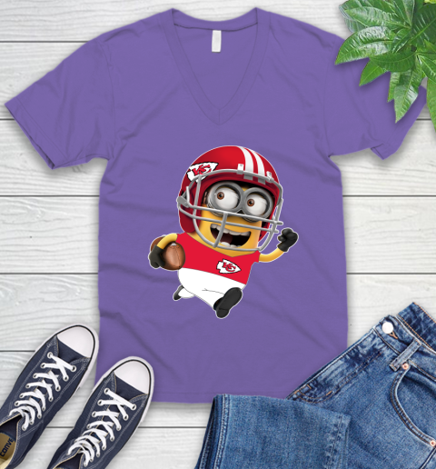 NFL Kansas City Chiefs Minions Disney Football Sports V-Neck T-Shirt 10