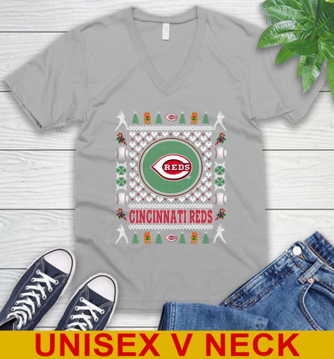 Cincinnati Reds Merry Christmas MLB Baseball Loyal Fan V-Neck T-Shirt 4 Cincinnati Reds Merry Christmas MLB Baseball Loyal Fan V-Neck T-Shirt - Image 4