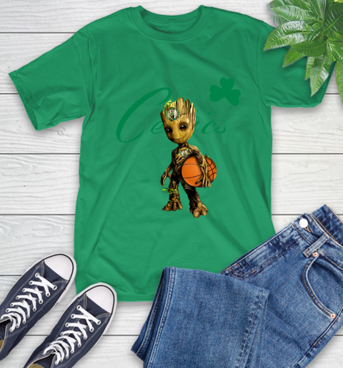 Boston Celtics NBA Basketball Groot Marvel Guardians Of The Galaxy T-Shirt 7