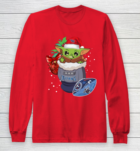 Tennessee Titans Christmas Baby Yoda Star Wars Funny Happy NFL Long Sleeve T-Shirt 10