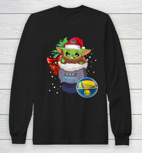 Golden State Warriors Christmas Baby Yoda Star Wars Funny Happy NBA Long Sleeve T-Shirt