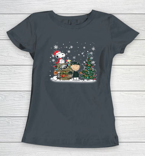NFL Philadelphia Eagles Snoopy Charlie Brown Christmas Football Super Bowl Women's T-Shirt 3