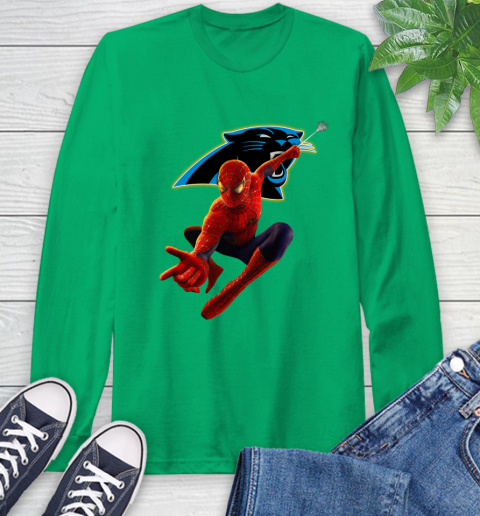 NFL Spider Man Avengers Endgame Football Carolina Panthers Long Sleeve T-Shirt 7