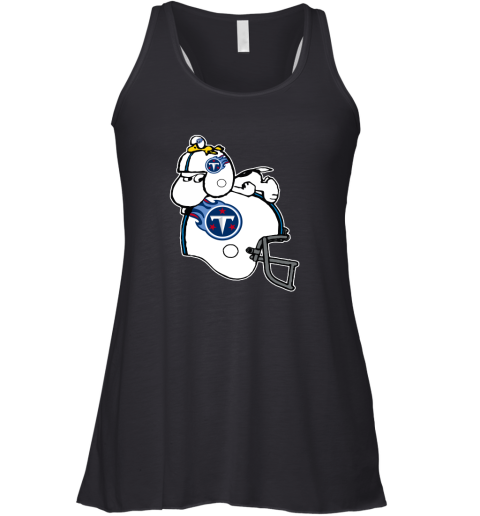 Snoopy And Woodstock Resting On Tennessee Titans Helmet Racerback Tank
