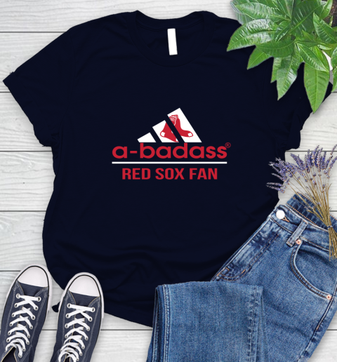 MLB A Badass Boston Red Sox Fan Adidas Baseball Sports Women's T-Shirt 2