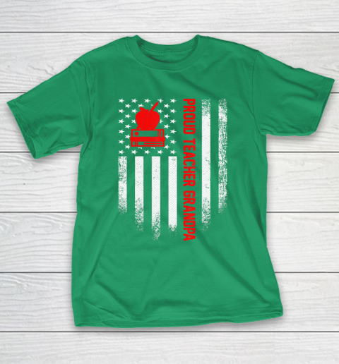 GrandFather gift shirt Vintage USA American Flag Proud Teacher Grandpa Distressed T Shirt T-Shirt 15