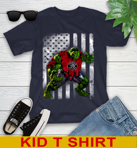Toronto Raptors Hulk Marvel Avengers NBA Basketball American Flag Youth T-Shirt 2