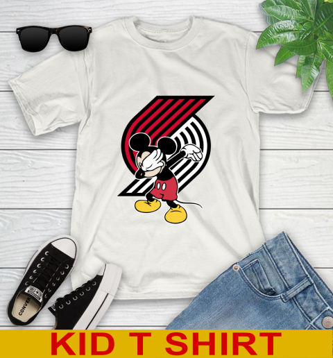 Portland Trail Blazers NBA Basketball Dabbing Mickey Disney Sports Youth T-Shirt