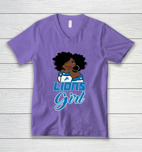 Detroit Lions Girl NFL V-Neck T-Shirt 9