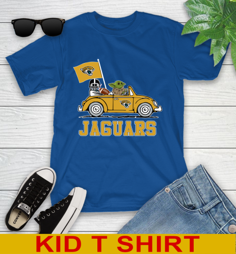 NFL Football Jacksonville Jaguars Darth Vader Baby Yoda Driving Star Wars Shirt Youth T-Shirt 9