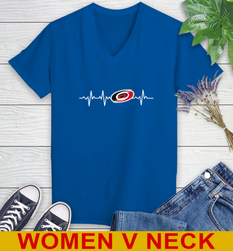Carolina Hurricanes NHL Hockey Heart Beat Shirt Women's V-Neck T-Shirt 9