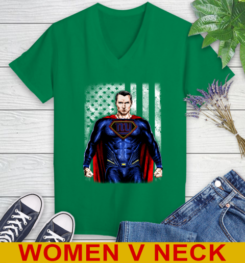 NFL Football New York Giants Superman DC Shirt Women's V-Neck T-Shirt 5