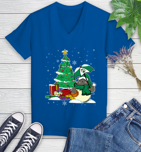 Boston Celtics NBA Basketball Cute Tonari No Totoro Christmas Sports Women's V-Neck T-Shirt 10