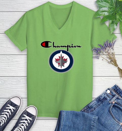 NHL Hockey Winnipeg Jets Champion Shirt Women's V-Neck T-Shirt 7